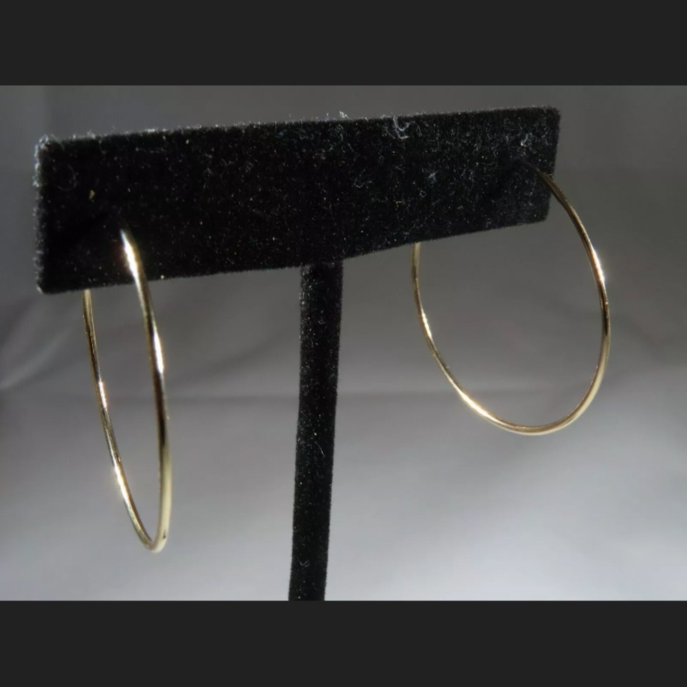 14K Real Yellow Gold Thin Endless Hoop Earrings